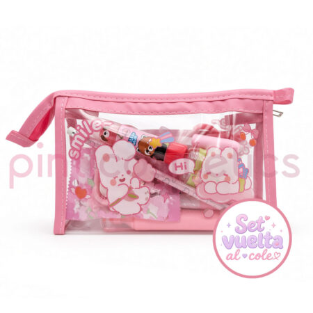 Set Estuche Vuelta Al cole Rosa
